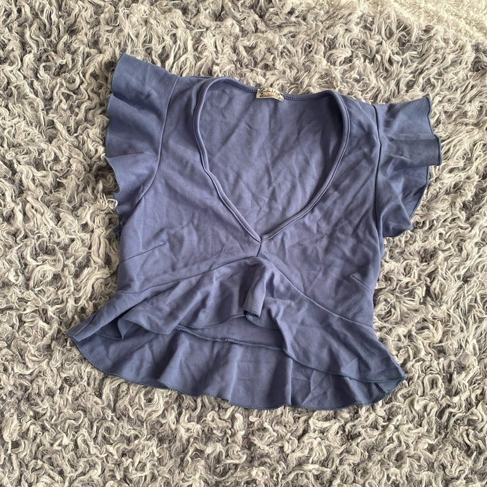 Intimately Free People Flare Short Sleeve Crop Top V Neck Size XS